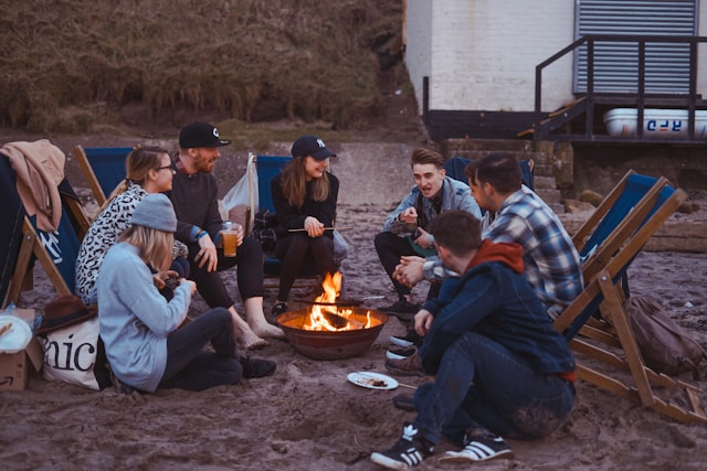 Camping equipment arranged outdoors